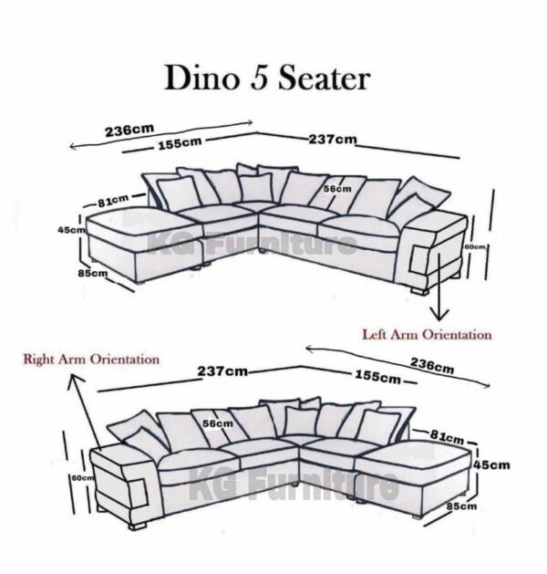 Dino Jumbo Cord Fabric Sofa - (L shape, corner sofa)