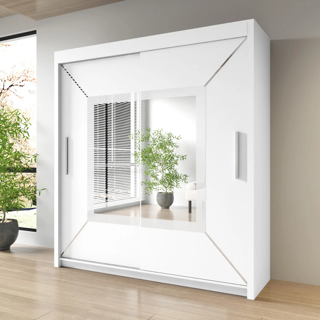 Modern Venice 2-Door Sliding Mirror Wardrobe