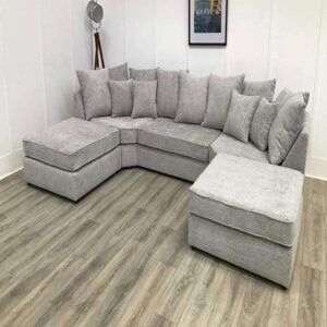 Luxurious Truffle U-Shape Sofa with Removable Stools