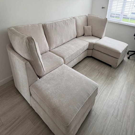 Luxurious Truffle U-Shape Sofa with Removable Stools