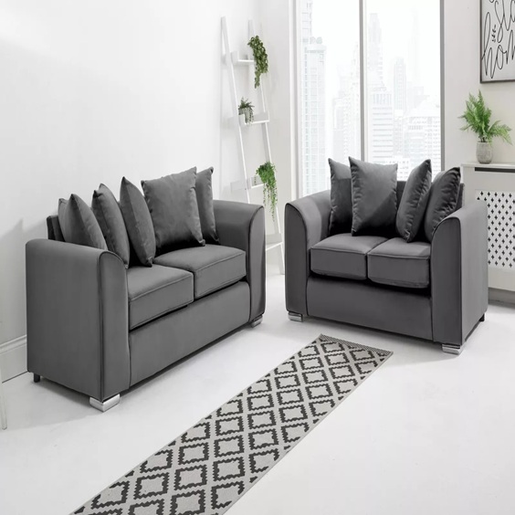 Dylan Plush velvet Fabric Sofa - (3+2 Sofa Set)