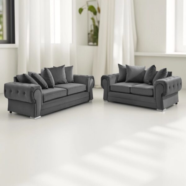 Verona Chesterfield Velvet Sofa – Luxury 2 & 3 Seater Set