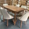 Wooden Extendable Dining Table with 6 Velvet Chairs