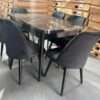 Wooden Extendable Dining Table with 6 Velvet Chairs