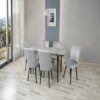 LAGINA Wooden Extendable Dining Table with 6 Velvet Chairs