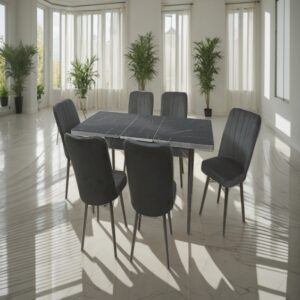 Royal Mermer Marble-Effect Extendable Table