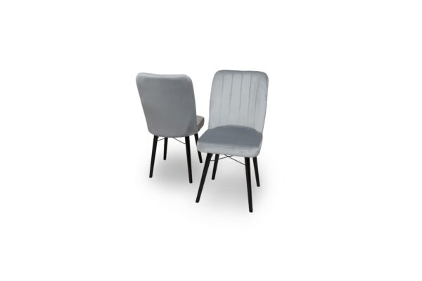 LAGINA Grey Velvet Dining Set - Extendable Wood Table & 6 Chairs