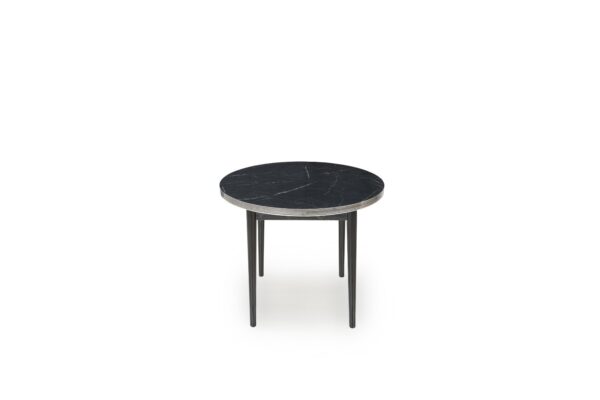 Round Black Dining Table | 4 Velvet Chairs | Royal Mermer Set