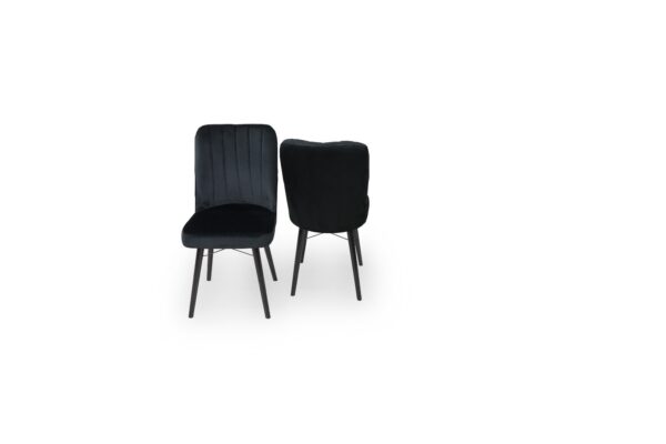 Round Black Dining Table | 4 Velvet Chairs | Royal Mermer Set