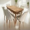 Wooden Extendable Dining Table with 6 Velvet Chairs