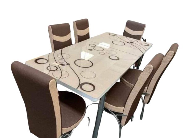 Turkish Bubble Glass Dining Table & Chairs | Black/White/Brown