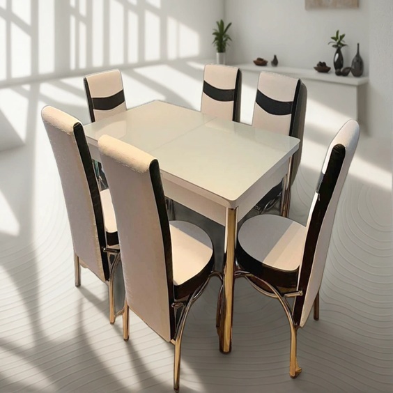 Turkish White Table with 4-6 Chairs